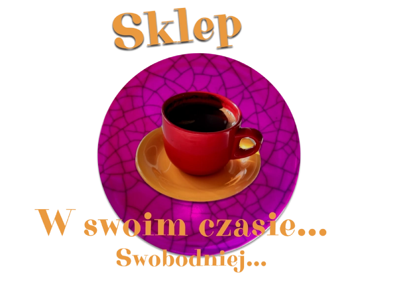Sklep, czerwona filiżanka z kawą i żółty spodek, do emocji